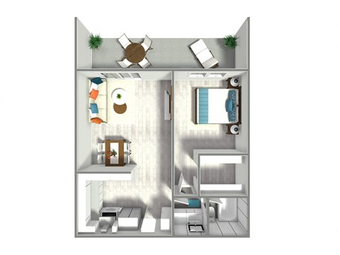 Floor plan for 1 bed, 1 bath, 604 sqft